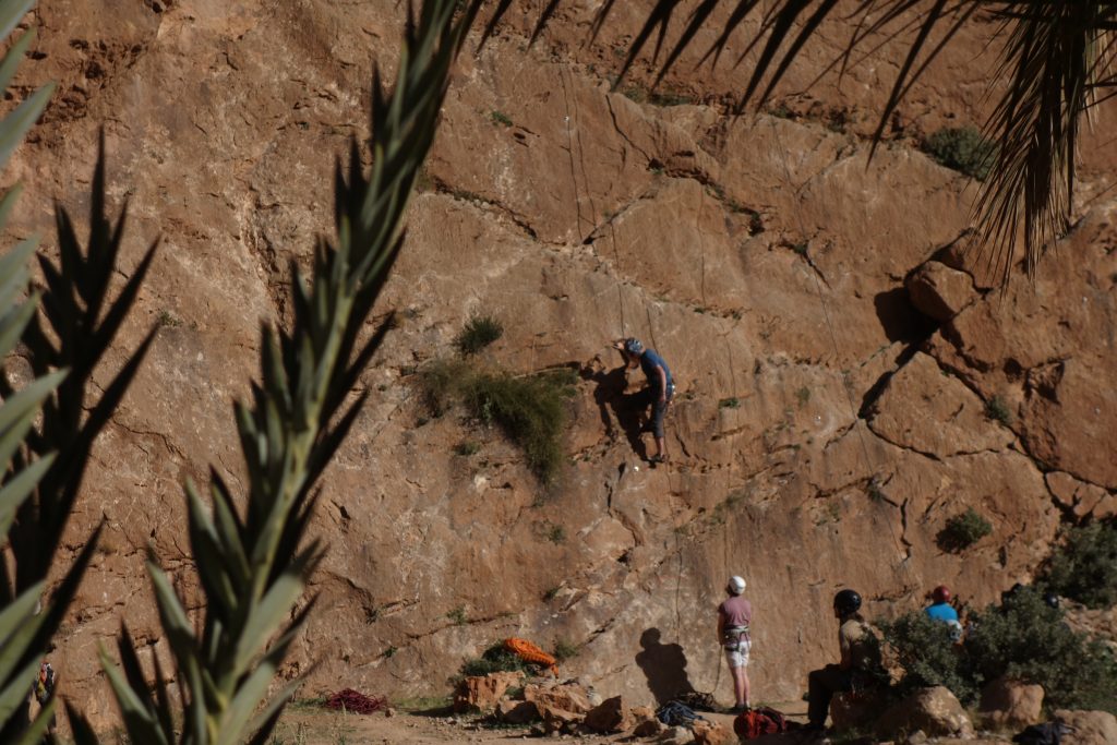 Rock climbing in the Garden at Todra Gorge.