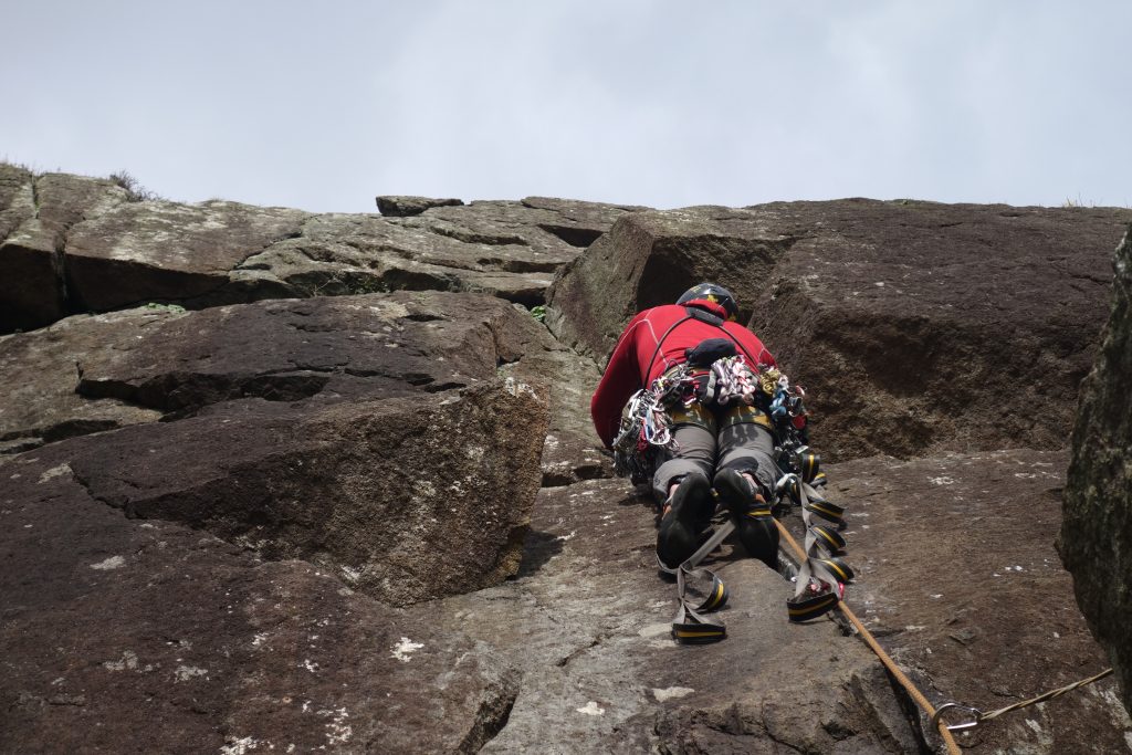Practicing Aid Climbing at Tremadog on one of our How to Big Wall Courses