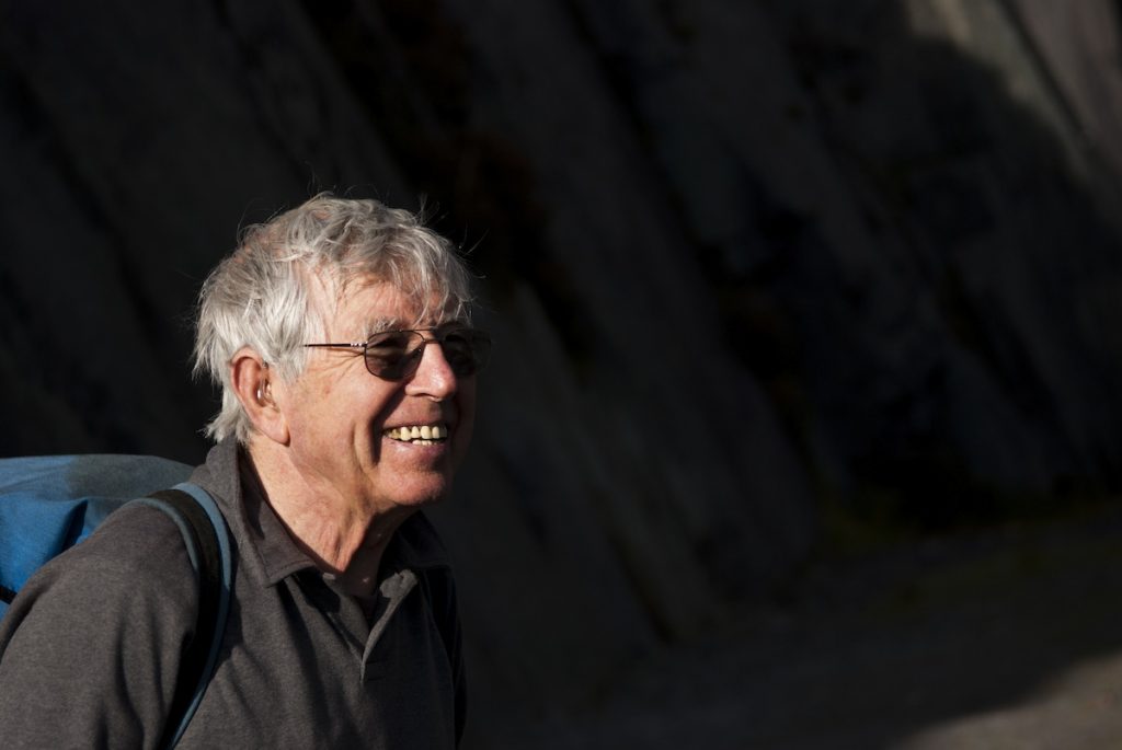 The legendary Rock Climber Joe Borwn out in teh Dinorwic Slate Quarries