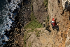 Sam Underhill testing himsefl on Craig Dorys with an ascent of Absent Friends, a demanding E5.
