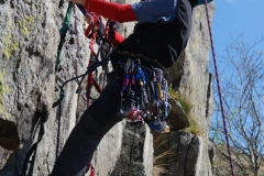 Learning to Aid Climb up a UK trad Route.