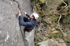 The classic and 'well-worn' first pitch of Oberon. Severe. Tremadog.