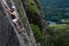 Mike Hammil on the second ascent of One STep Beyond, E3, Vivian Quarry
