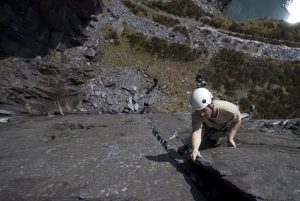 Naill reaches the tricky finale of Bella Lugosi is Dead, Rainbow Slab Area of the Dinorwic Slate Quarries.