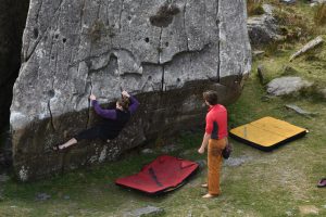 The amazing pump traverse at the RAC boulders lives up to its name.