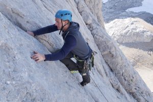 Lead climb coaching on the South Face of Naranga Del Bulnes on the classic hard severe that climbs this face.