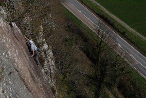 Llion Morris climbing Yogi, one of the finest VS's at Tremadog and popular as a result. A great route to be coached into the VS grade on one of our lead climb coaching courses on.