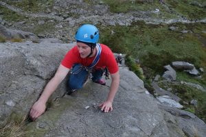 Josh Douglas on a two month rock climbing and instructor mentoring course in the UK. Here getting to grips with Tennis Shoe an excellent HS.