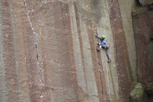 Our UK Trad Tour getting to grips with jamming in Milestone Quarry, the perfect crack school.