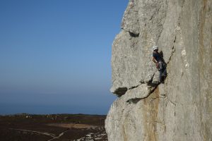 The amazing King Bee Crack at Holyhead mountain.